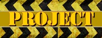 a yellow and black background with the word project